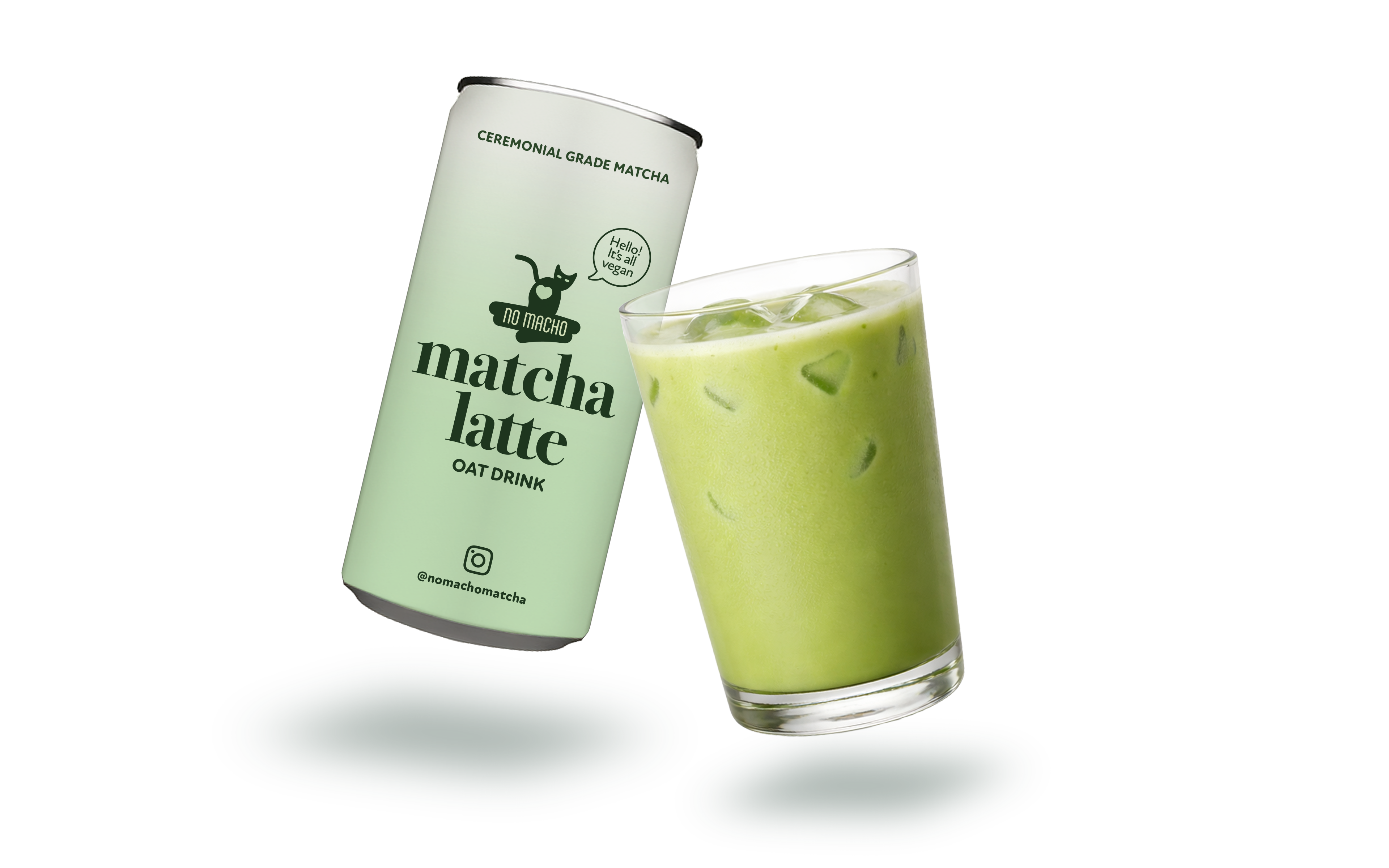 No Macho Matcha Latte 200 ml Dose – Cremonial Grade Matcha, Barista-Haferdrink, perfekt für unterwegs, Koffein / Teein, Energie ohne Kaffee-Crash, Iced Matcha Latte im Sommer, Hot Matcha Latte im Winter, aus der Dose oder im Glas genießen